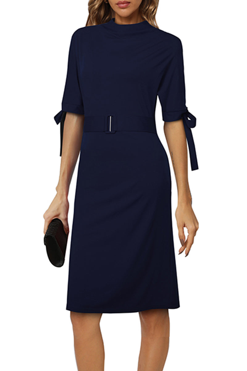 Round Neck Tie Sleeve Half-Sleeve Dress