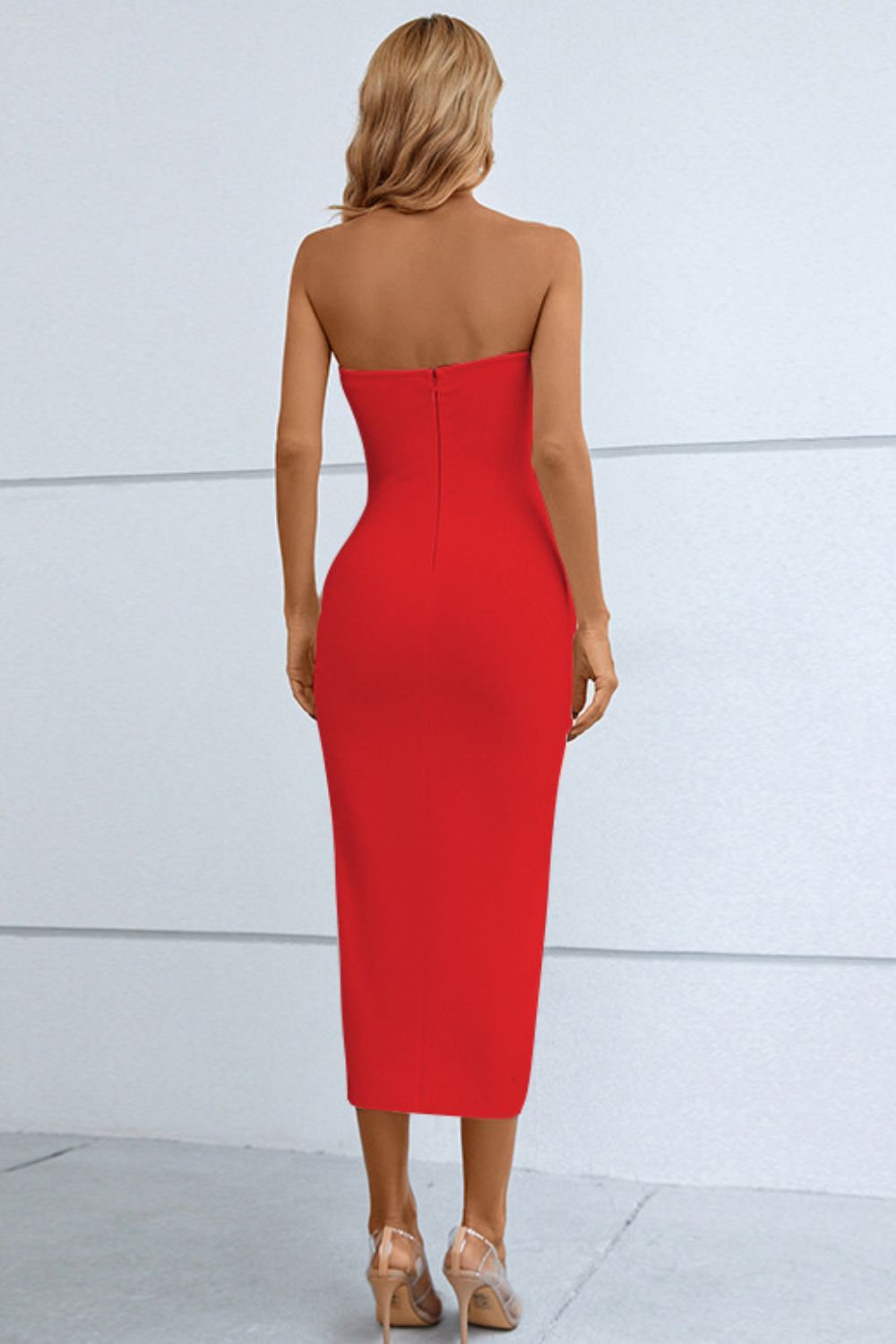 Cutout Strapless Split Bandage Dress