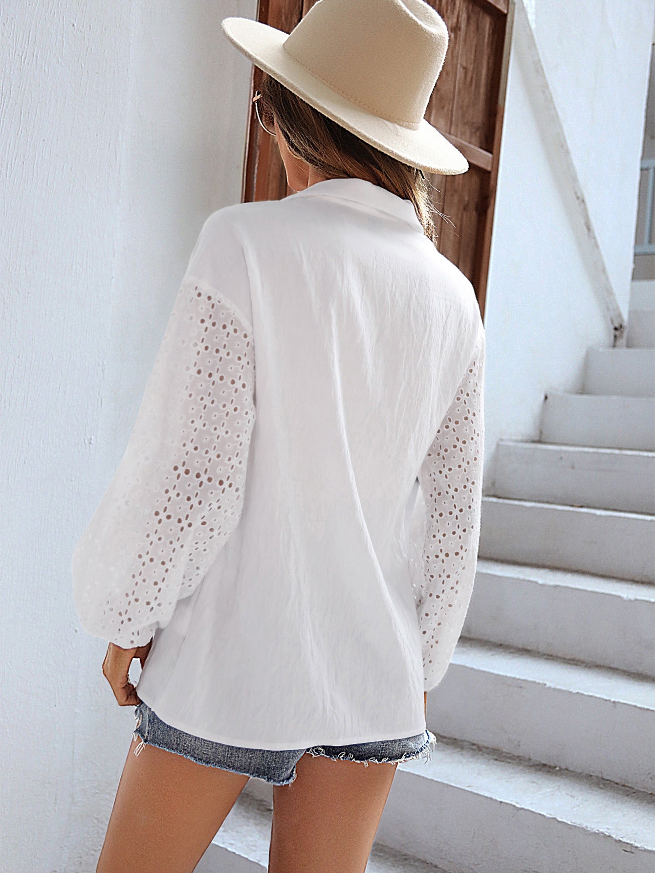 Eyelet Long-Sleeve Shirt