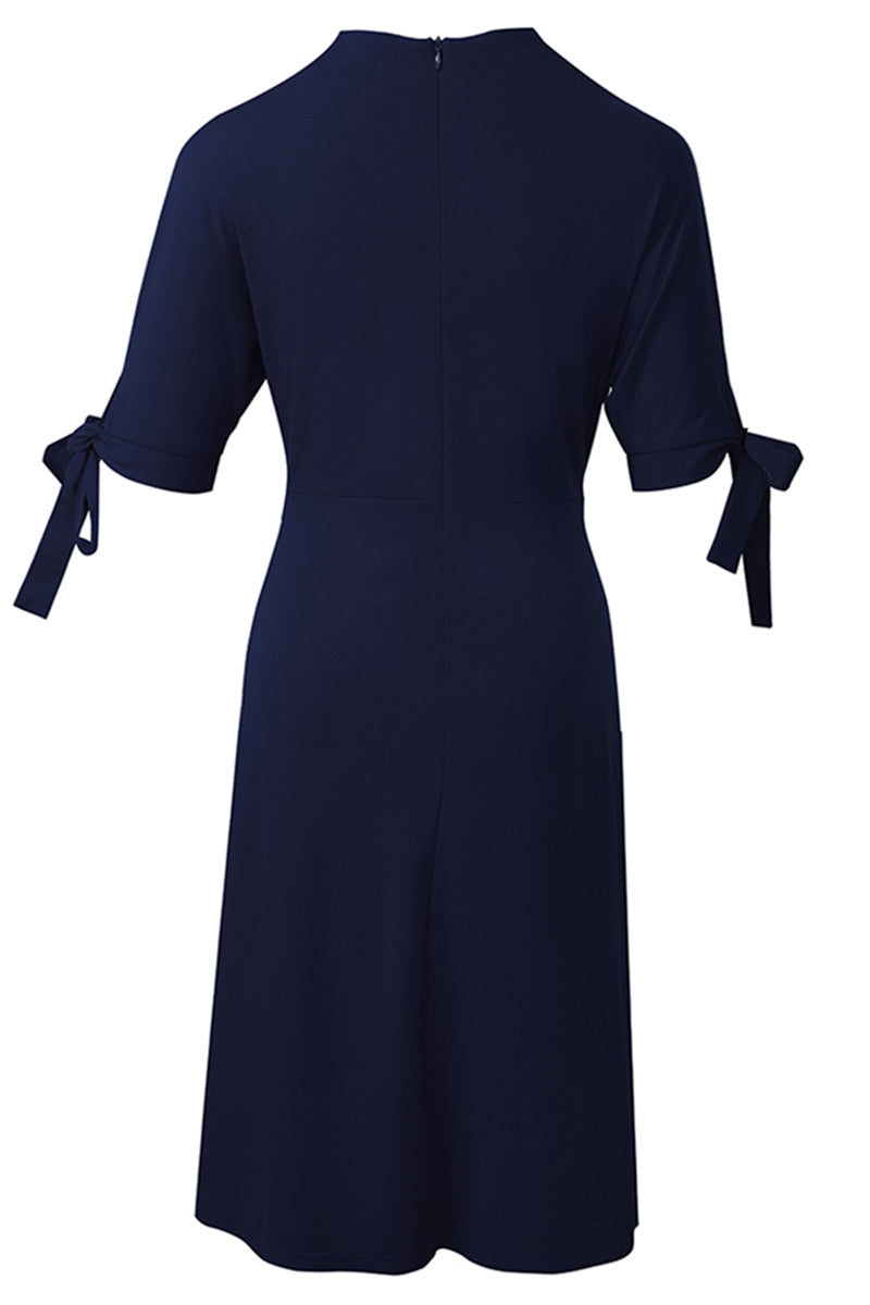 Round Neck Tie Sleeve Half-Sleeve Dress