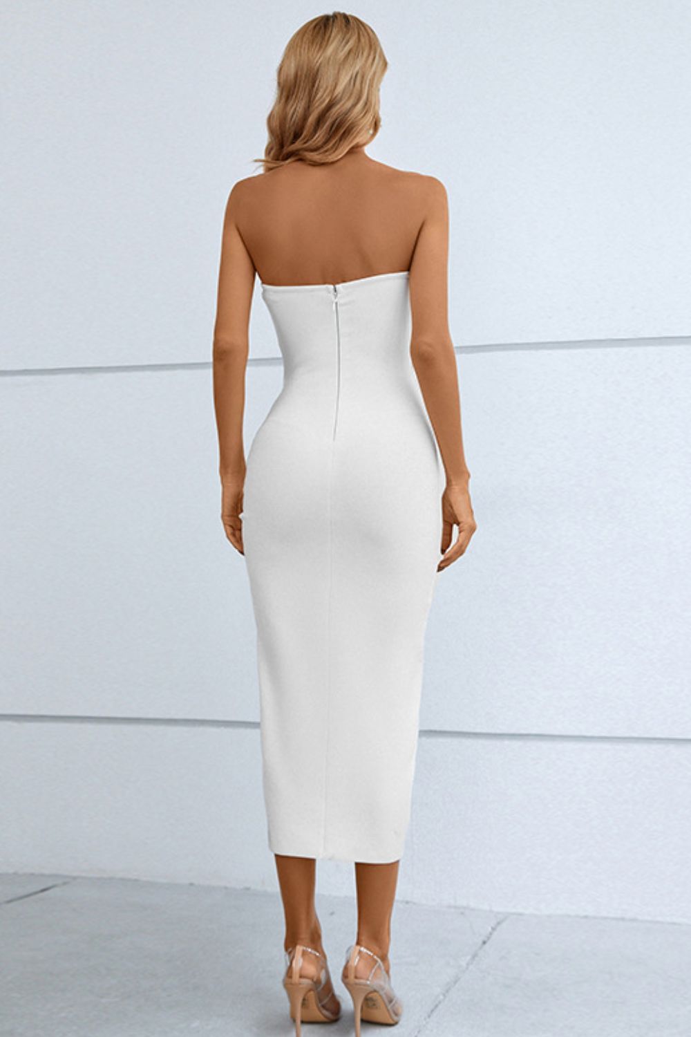 Cutout Strapless Split Bandage Dress