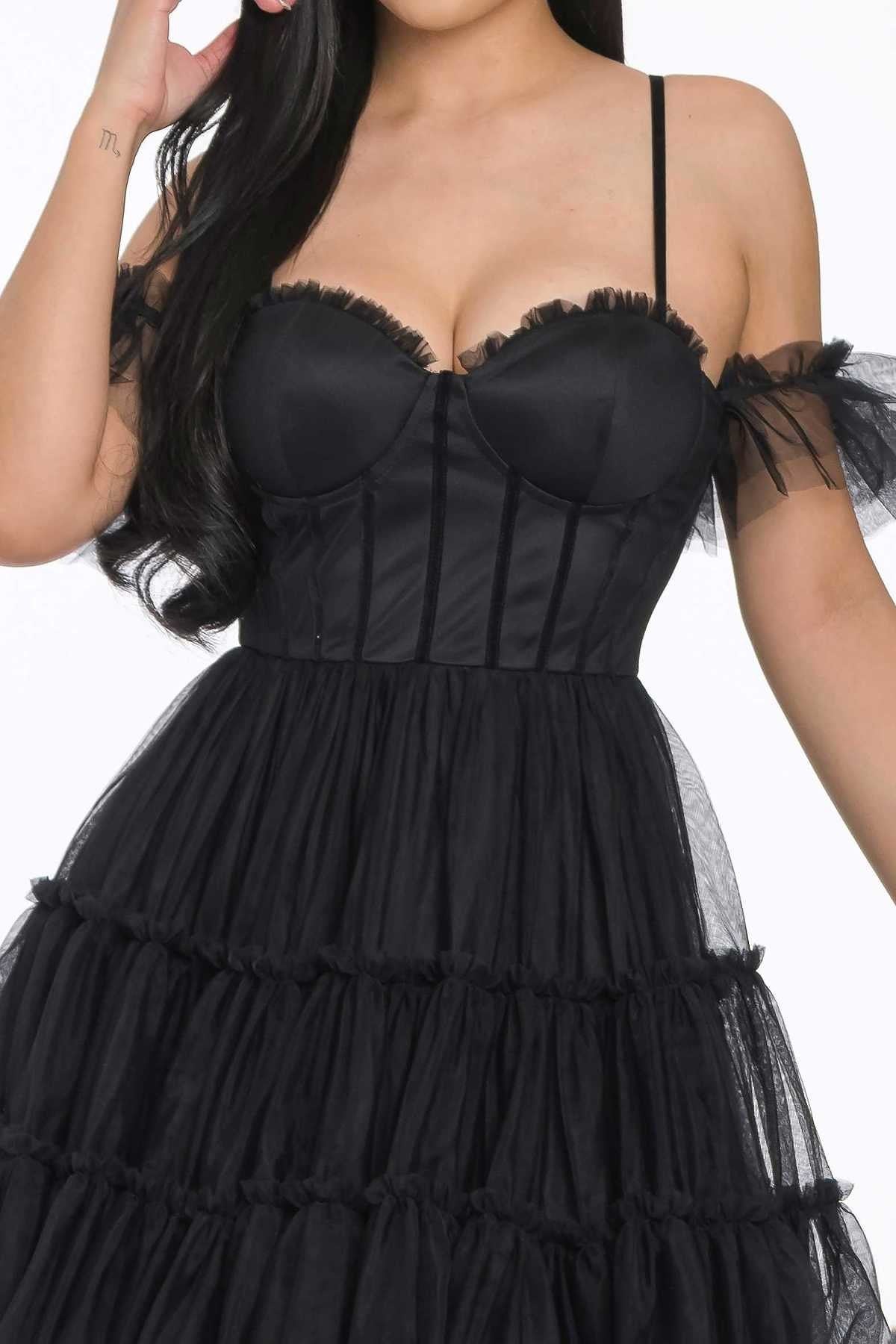Off-the-Shoulder Puff Mini Dress