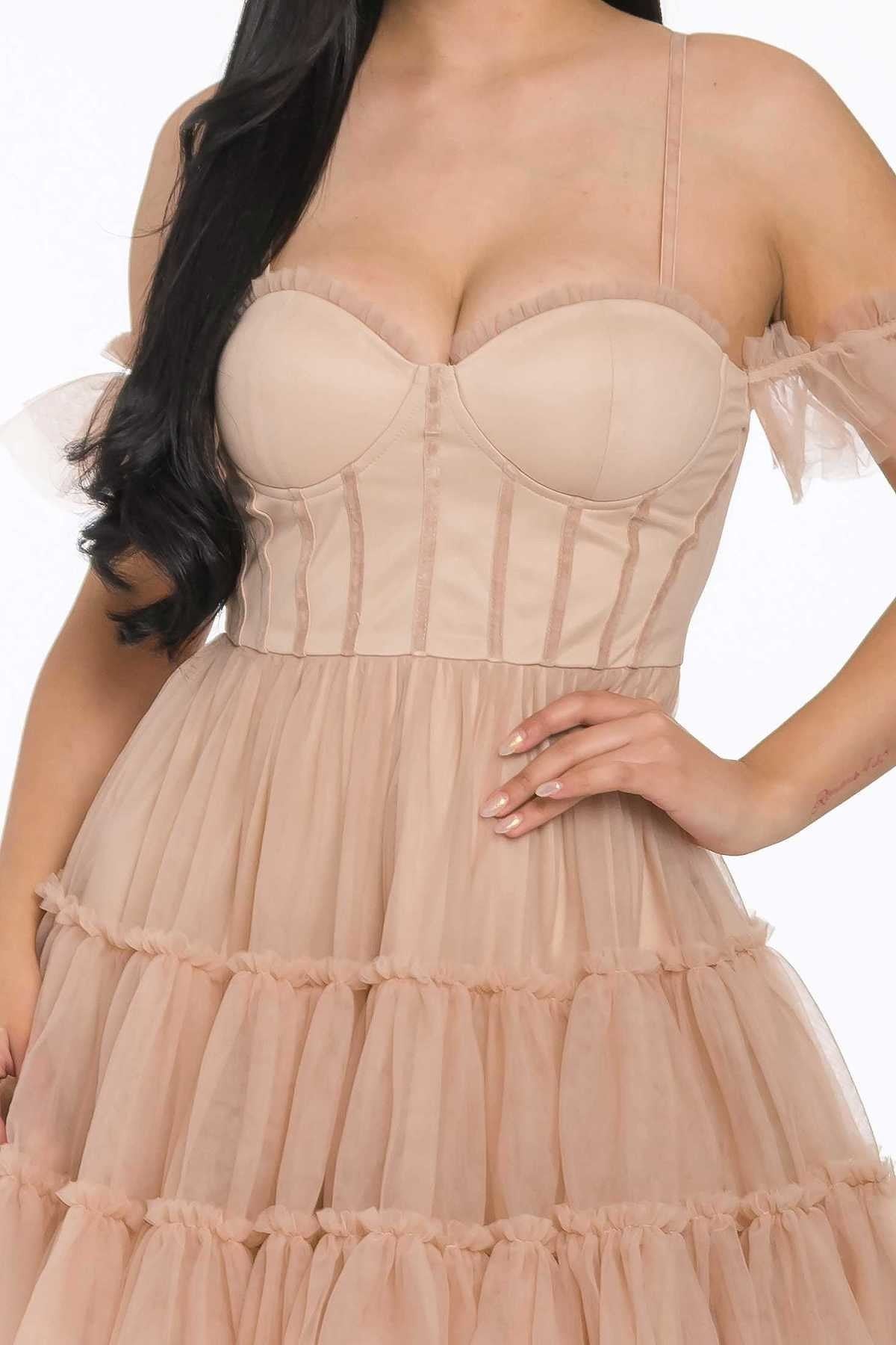Off-the-Shoulder Puff Mini Dress