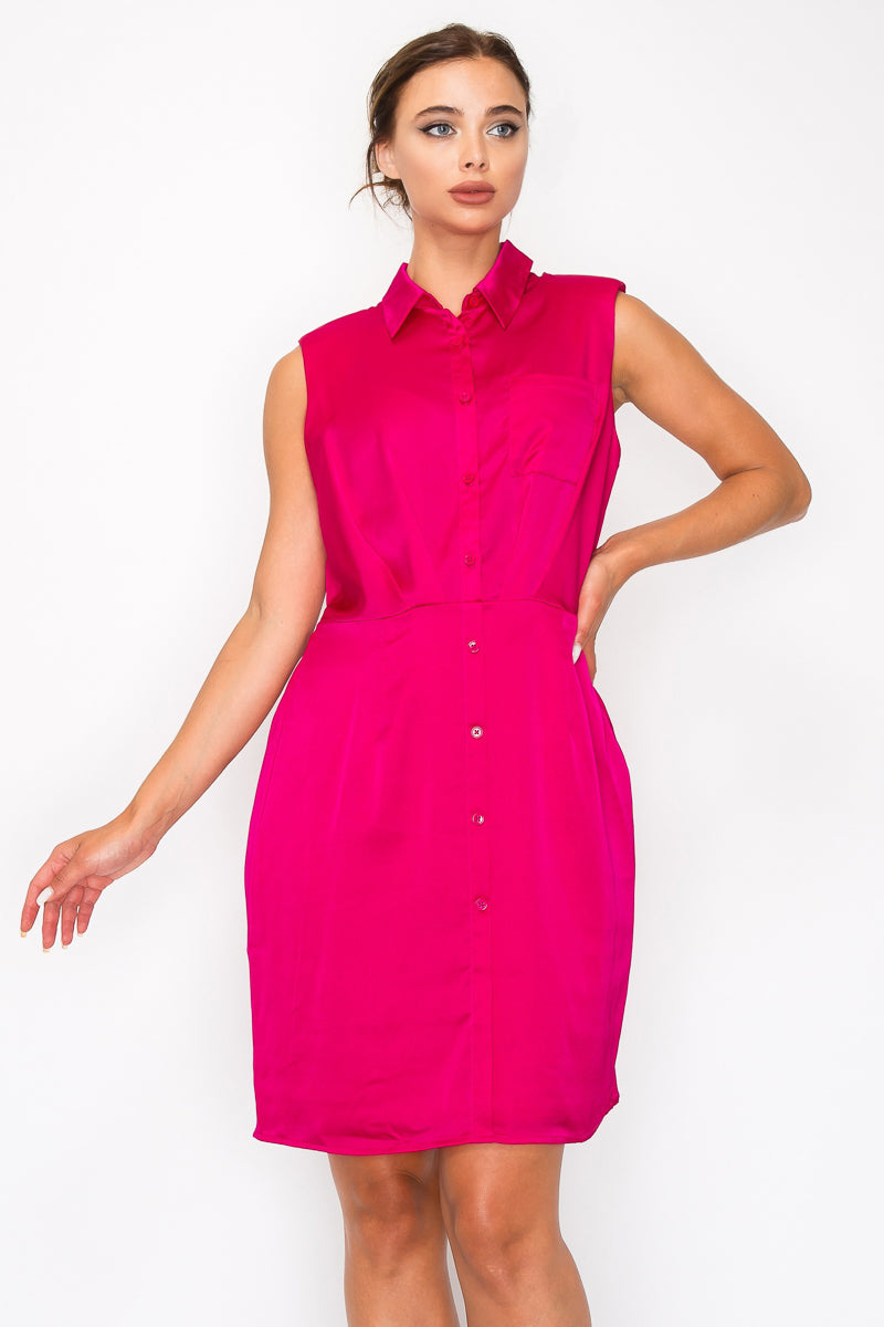 Button-Down Pleated Shirt Dress