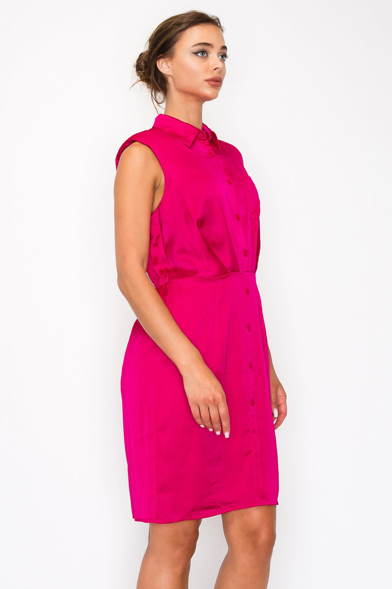 Button-Down Pleated Shirt Dress