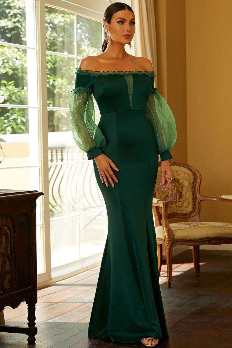 Contrast Frill Trim Off-Shoulder Dress