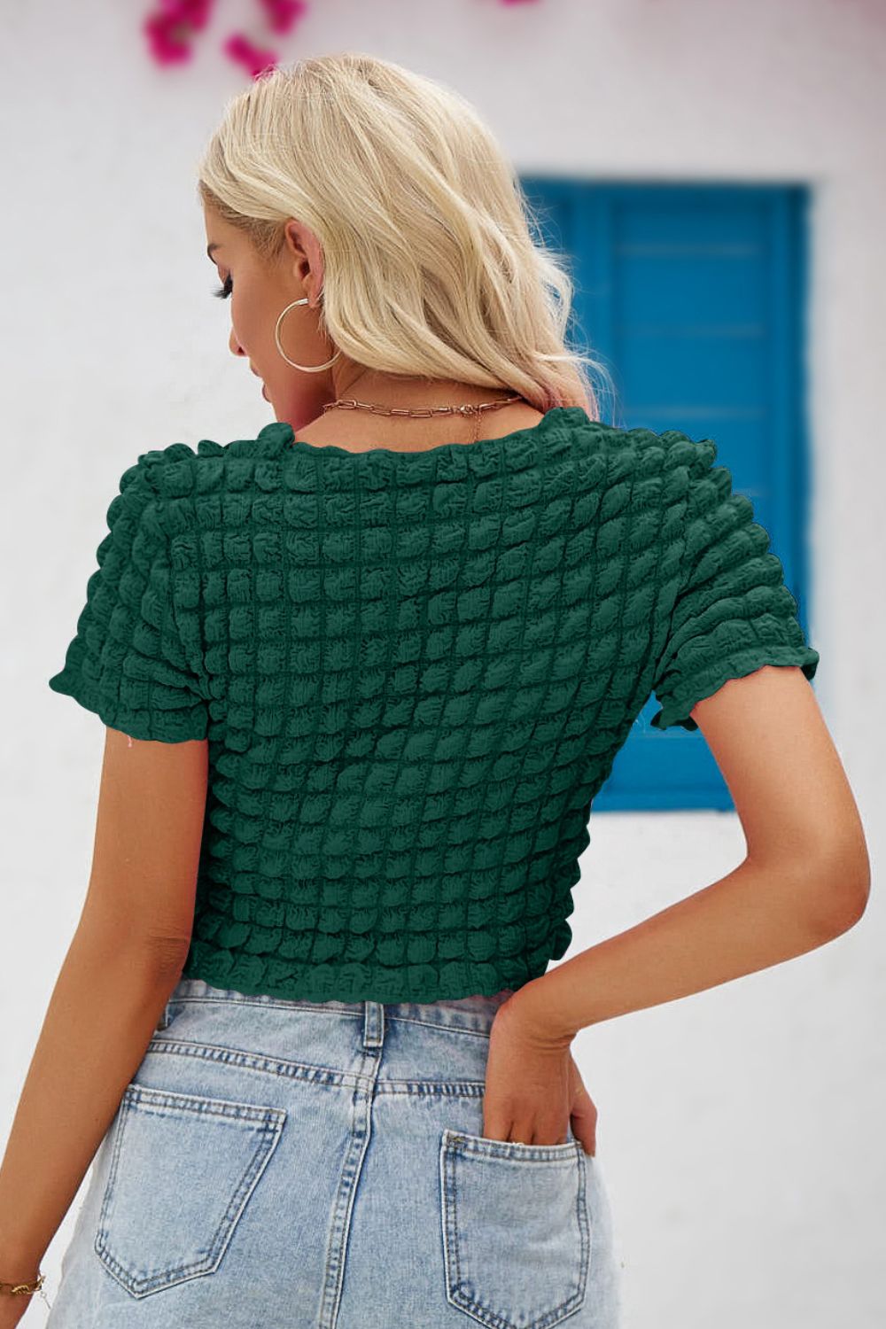 Round Neck Short-Sleeve Crop Top