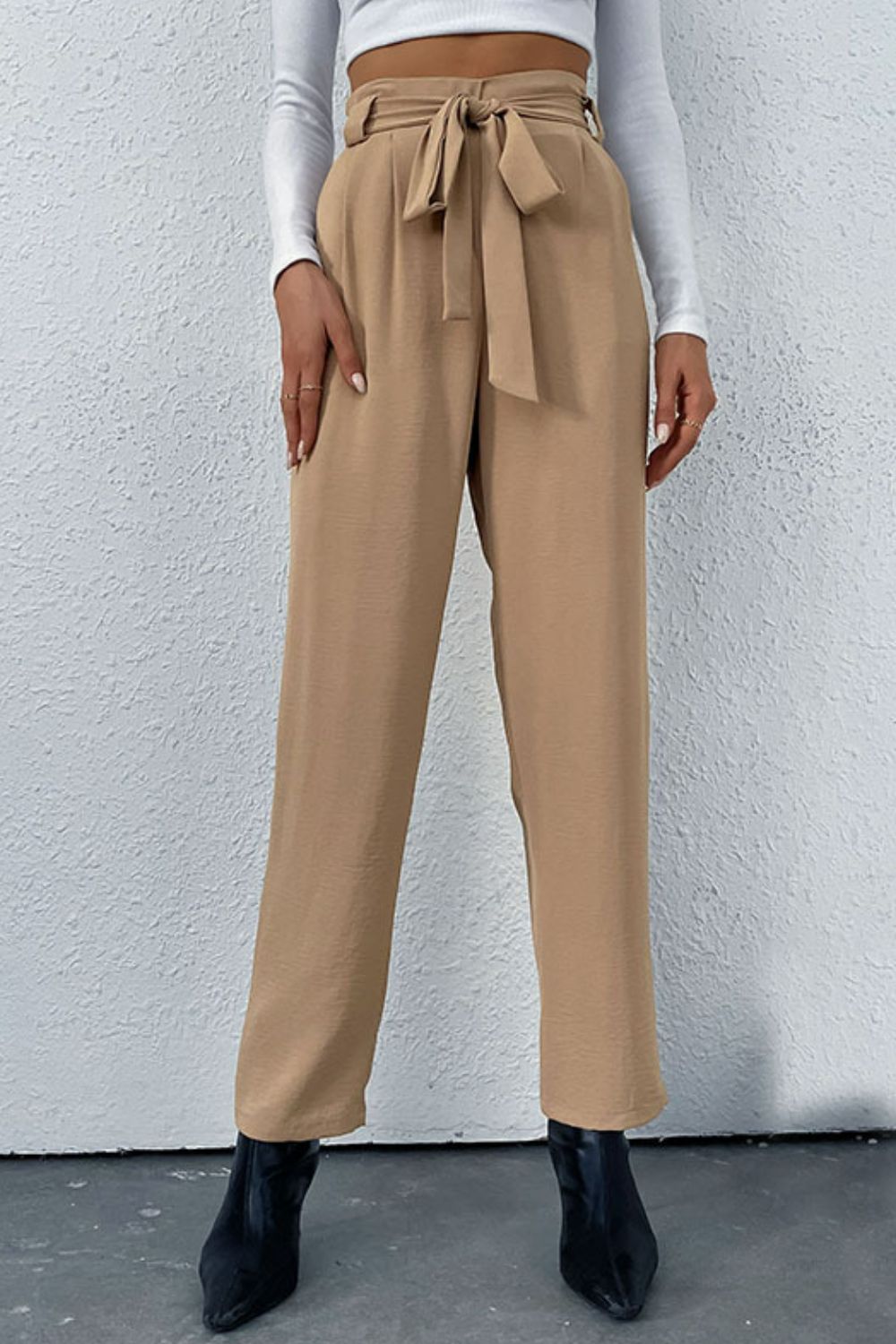 Belted Straight Leg Pants