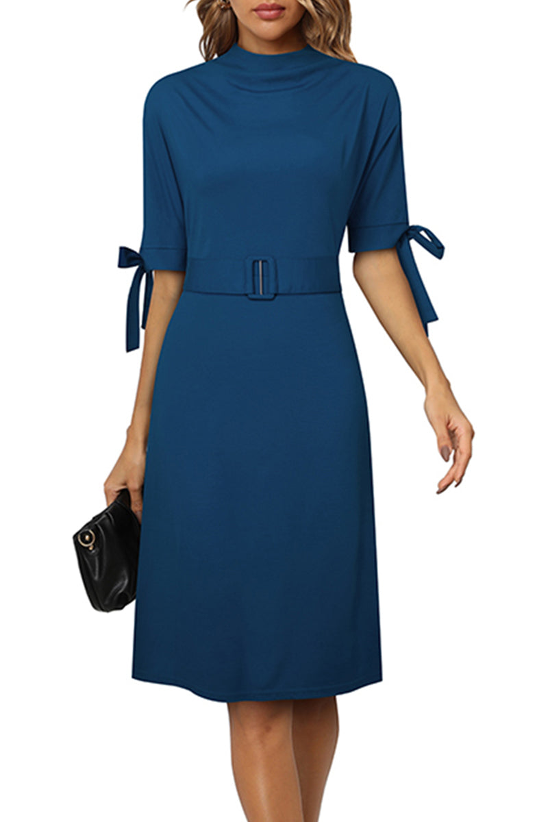Round Neck Tie Sleeve Half-Sleeve Dress