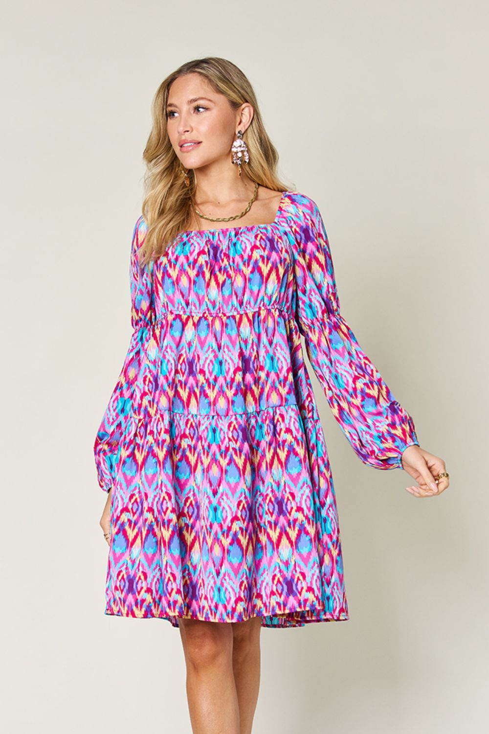 Printed Long Sleeve Dress.
