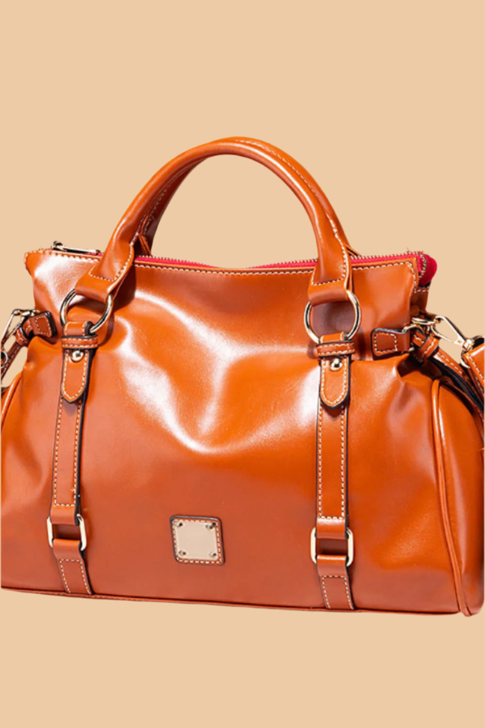 Leather Handbag with Tassels.