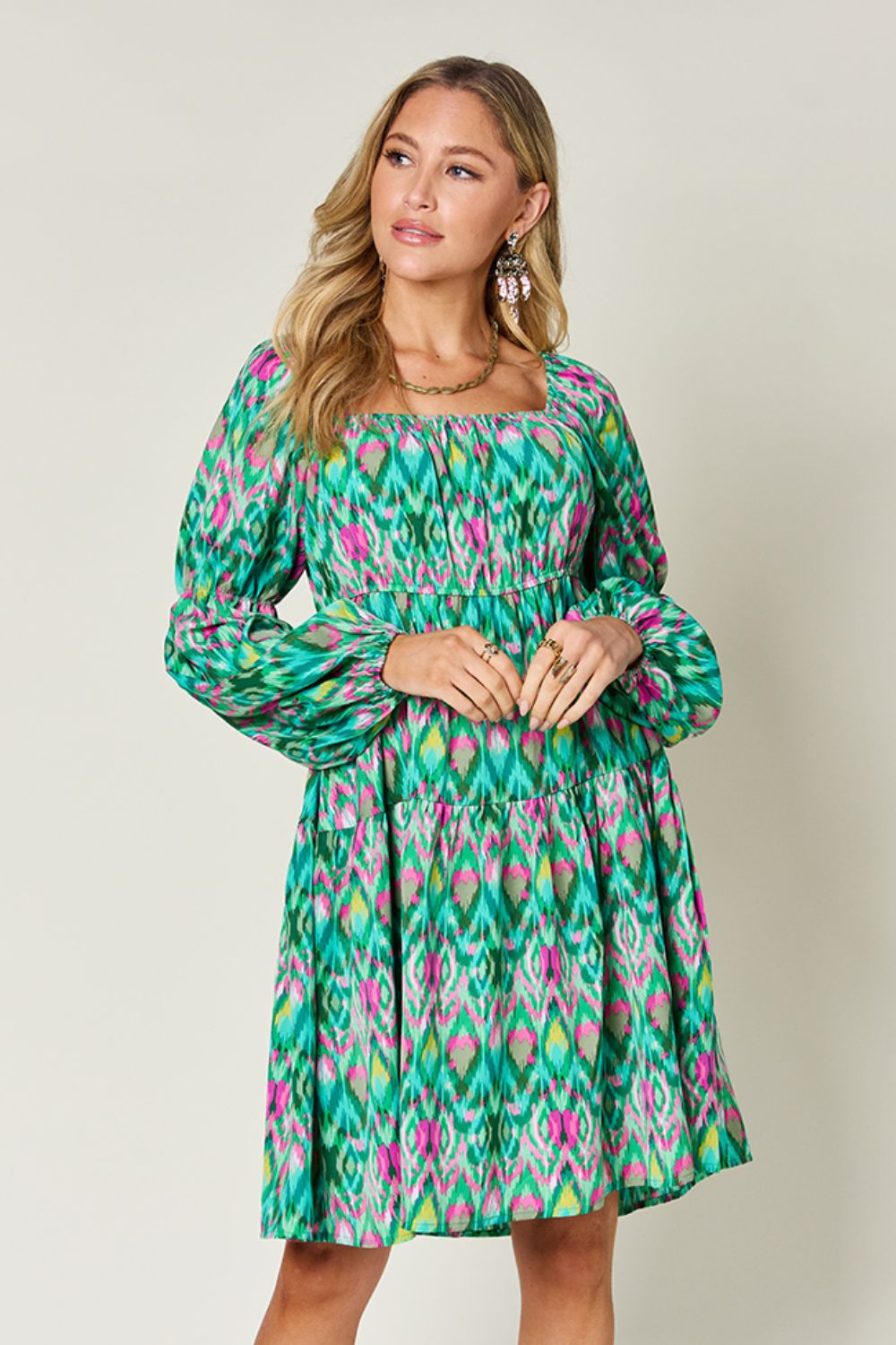 Printed Long Sleeve Dress.