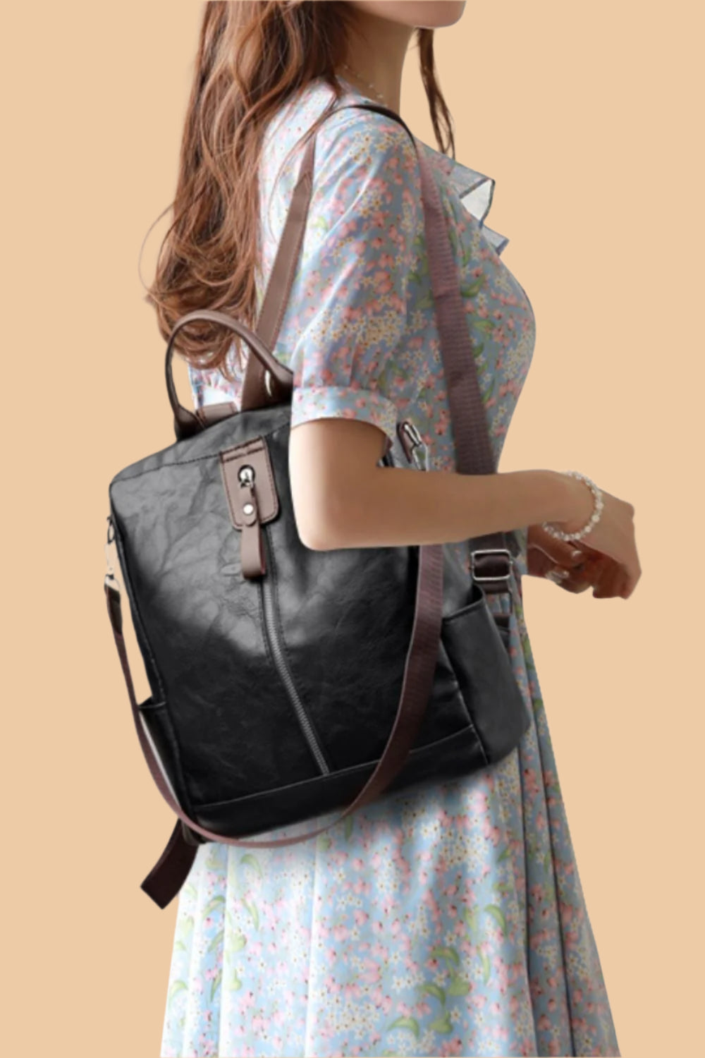 PU Leather Backpack Bag.