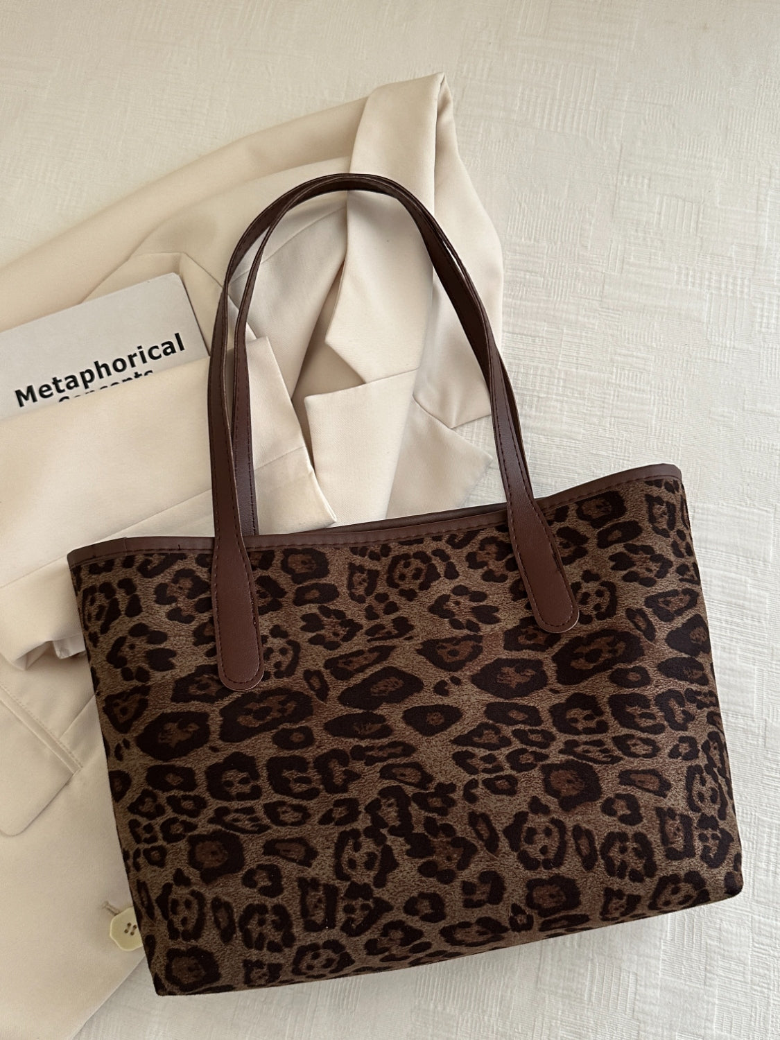 Serenity Leopard Polyester Tote Bag.
