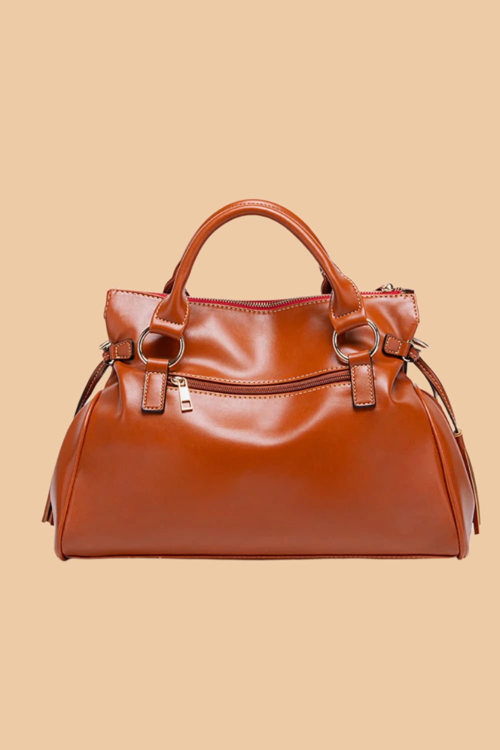 Leather Handbag with Tassels.