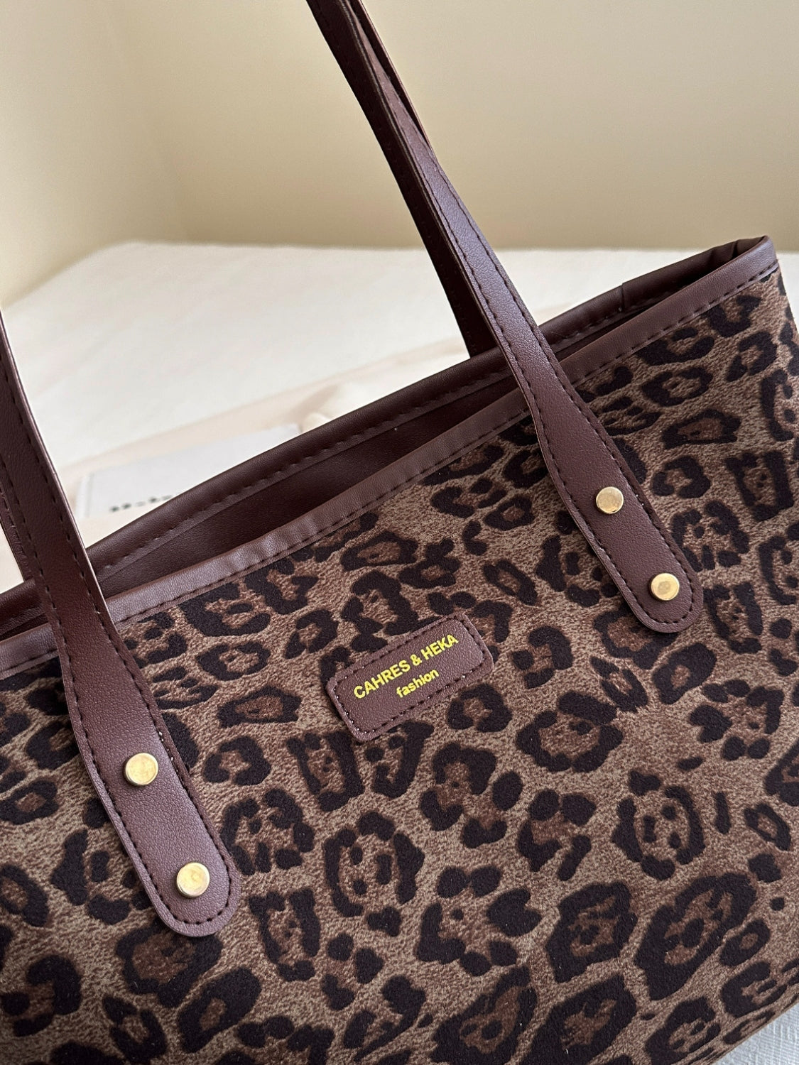 Serenity Leopard Polyester Tote Bag.