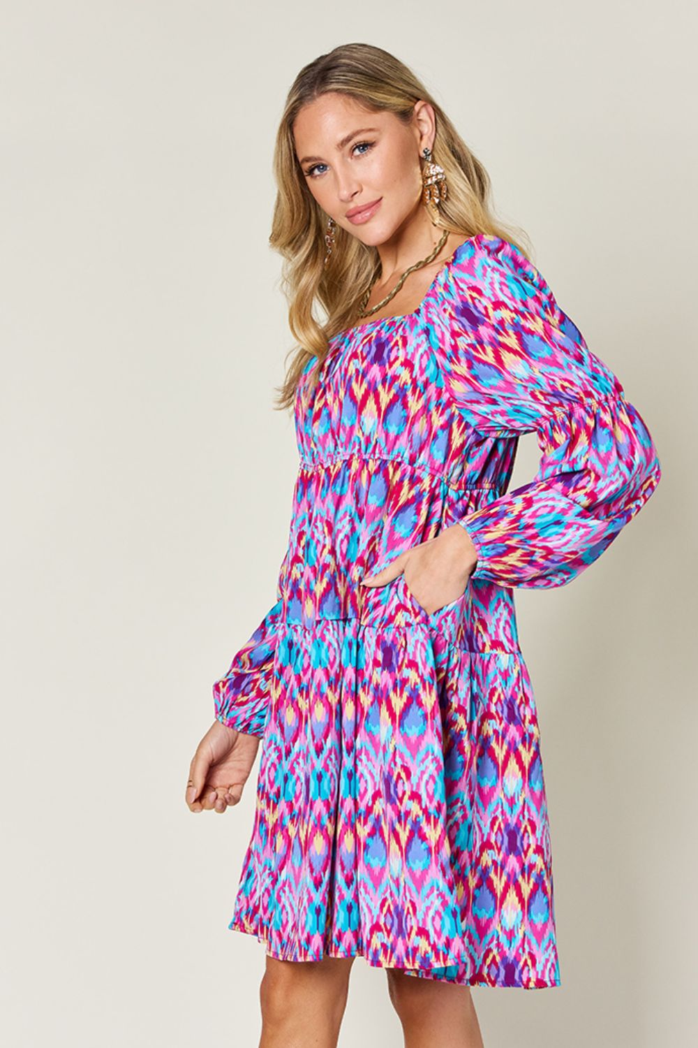 Printed Long Sleeve Dress.