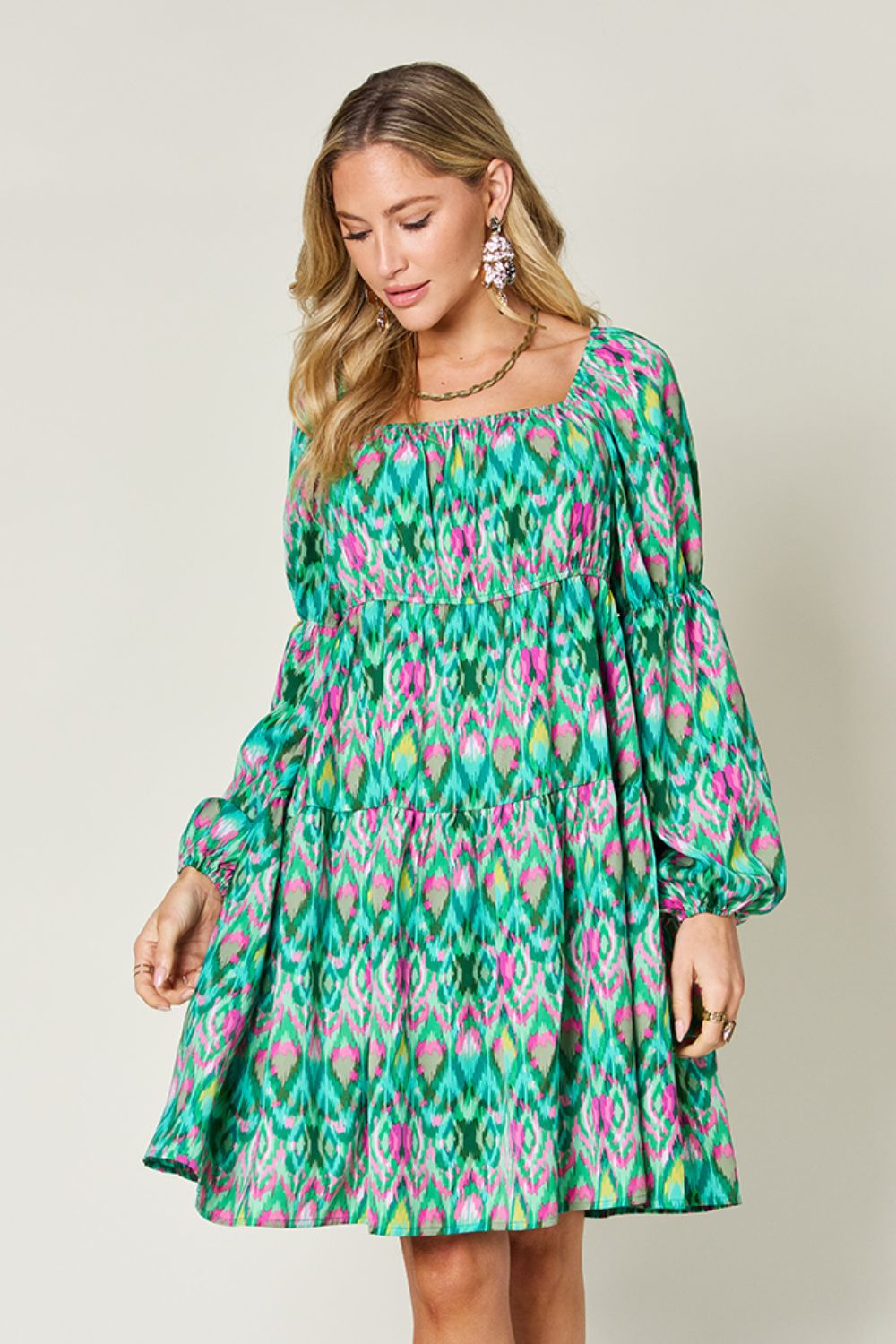 Printed Long Sleeve Dress.