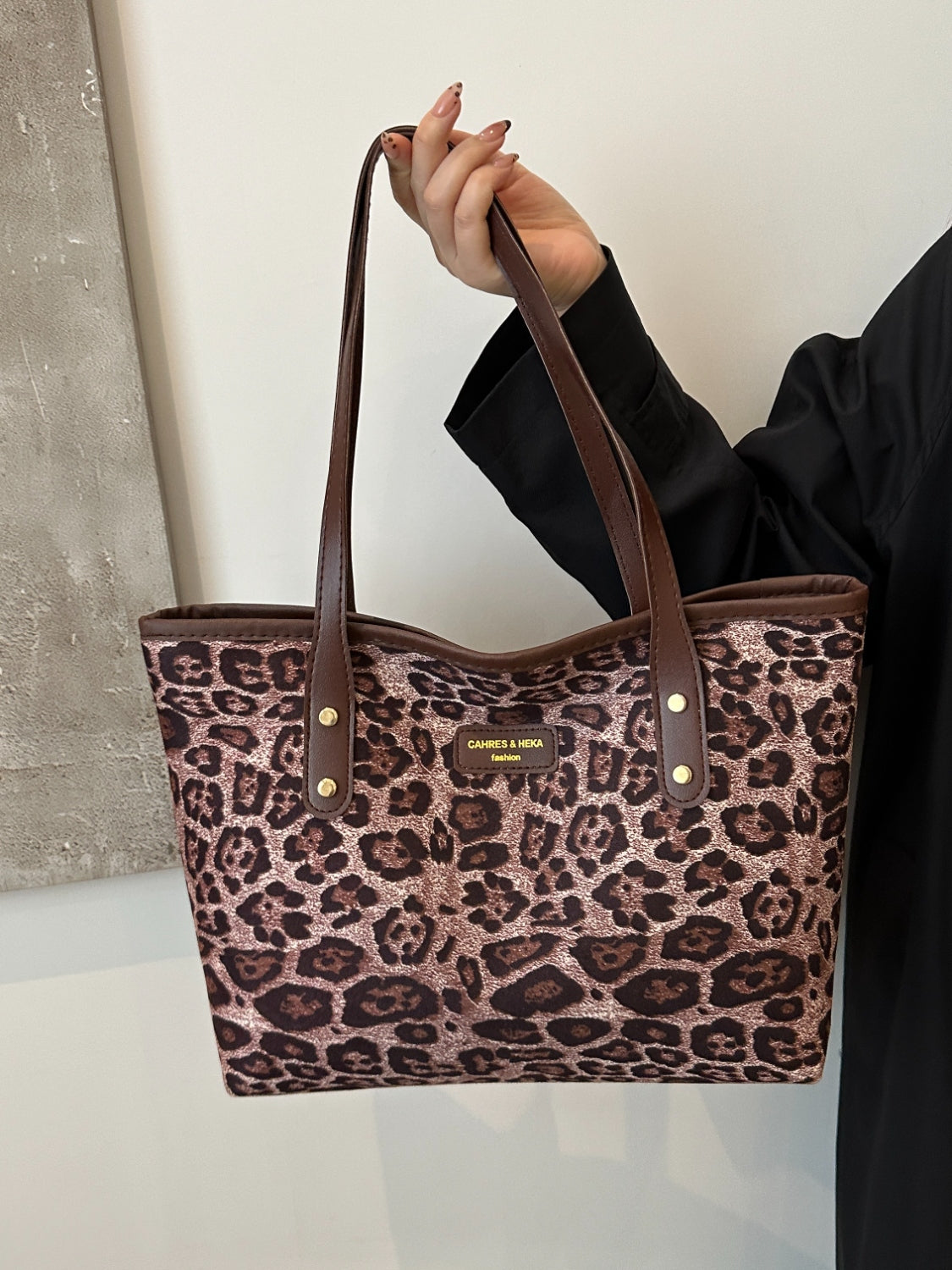 Serenity Leopard Polyester Tote Bag.