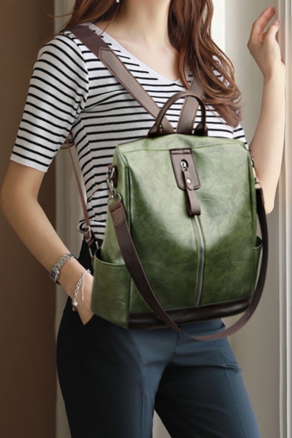 PU Leather Backpack Bag.