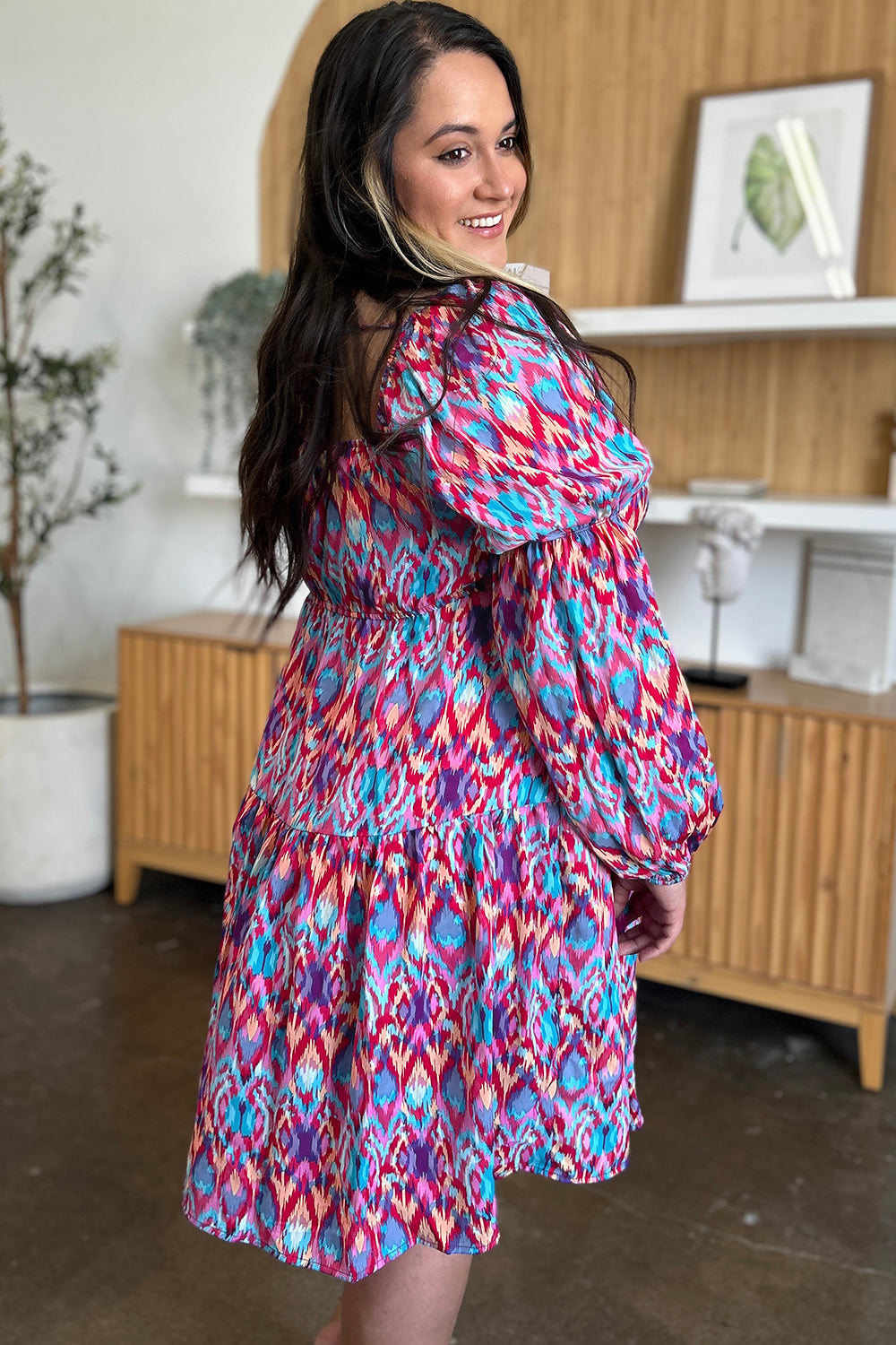 Printed Long Sleeve Dress.