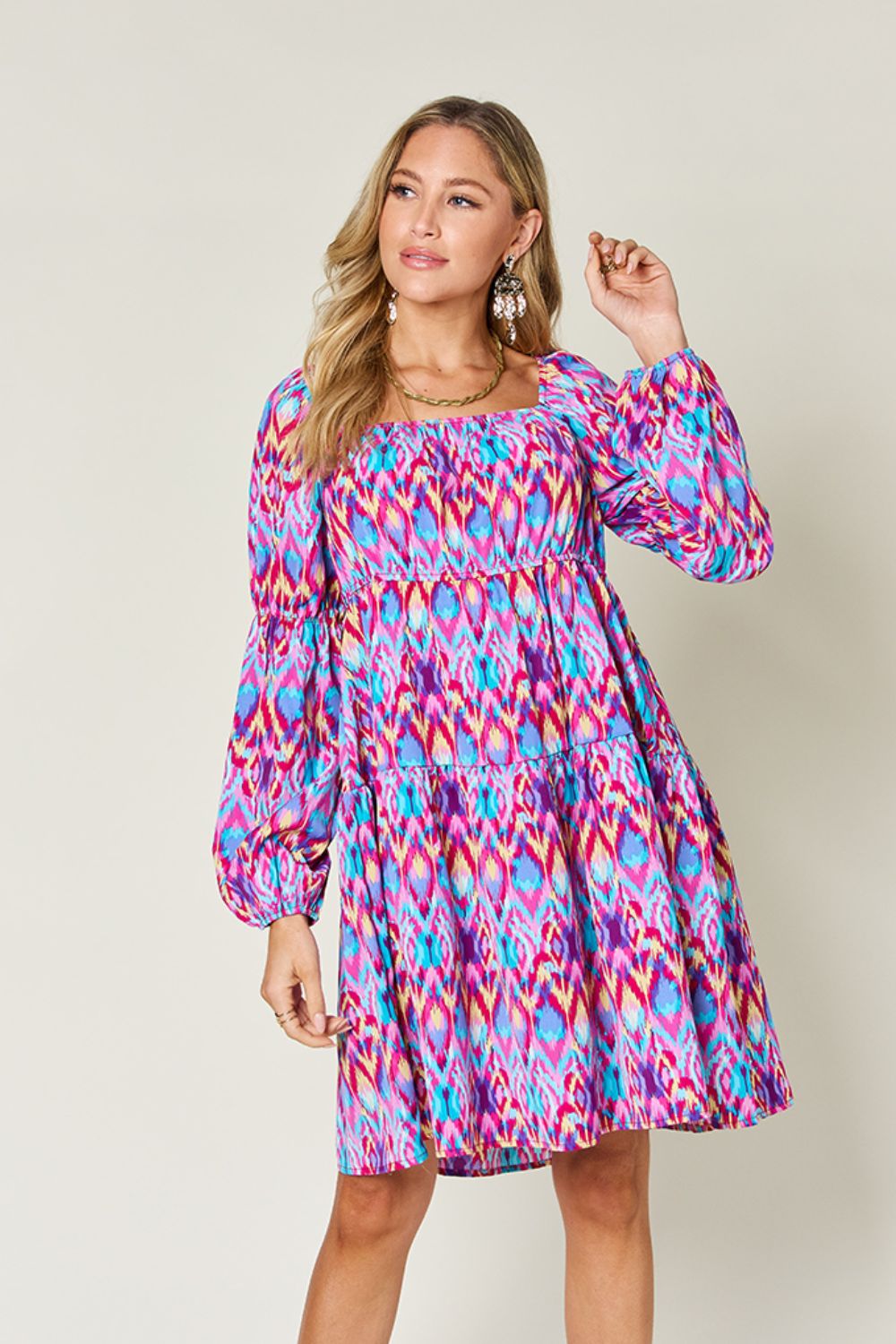 Printed Long Sleeve Dress.