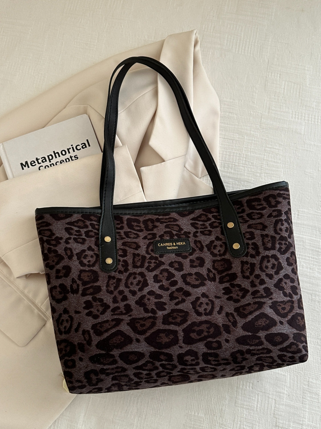 Serenity Leopard Polyester Tote Bag.