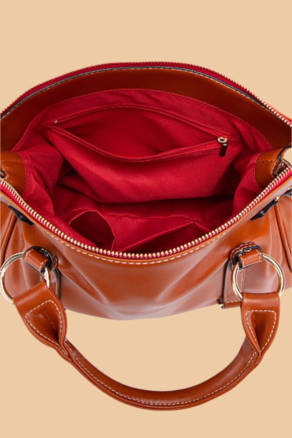 Leather Handbag with Tassels.