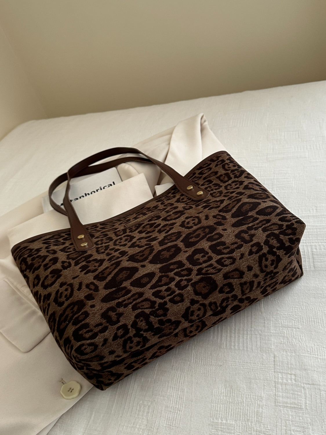 Serenity Leopard Polyester Tote Bag.