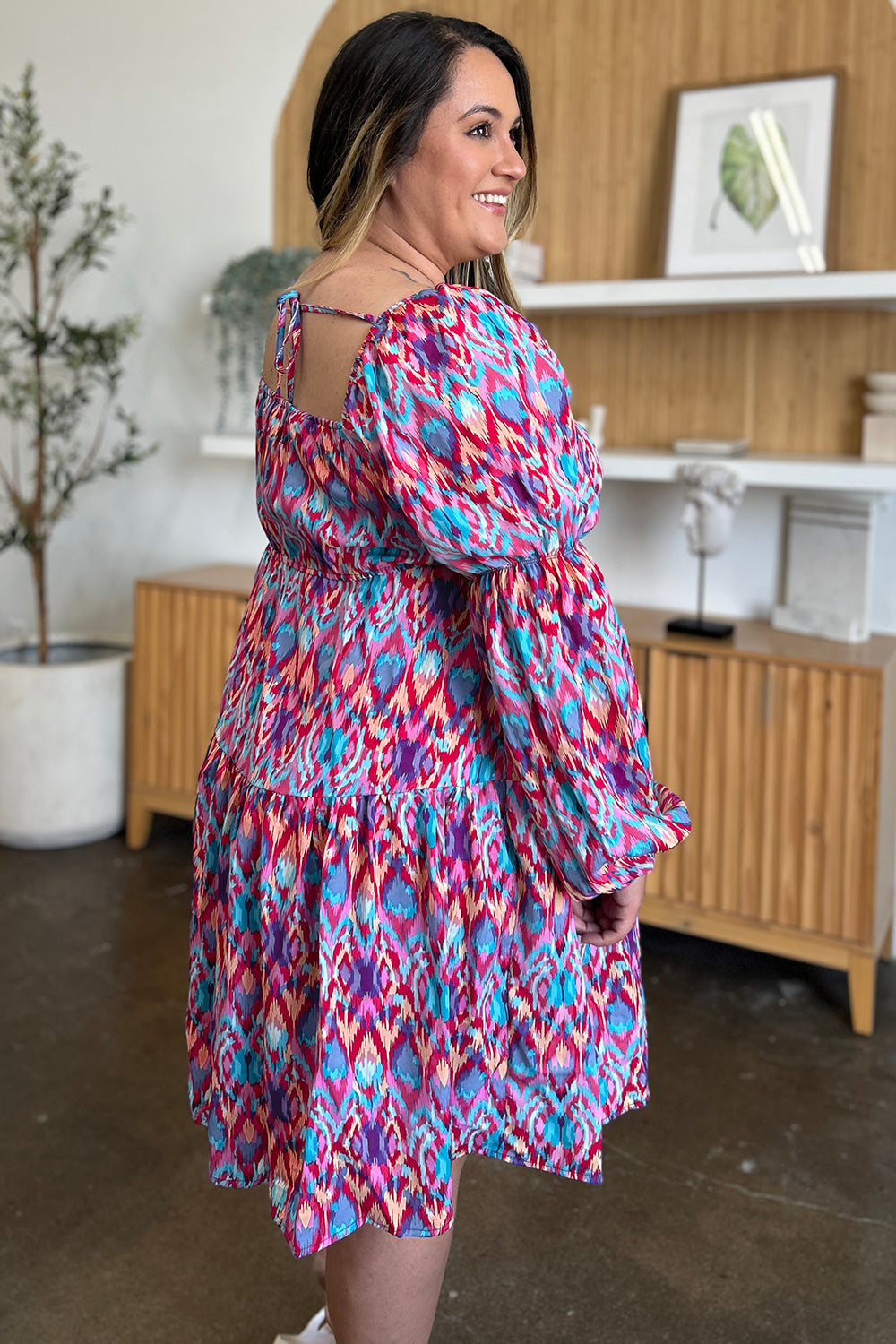 Printed Long Sleeve Dress.