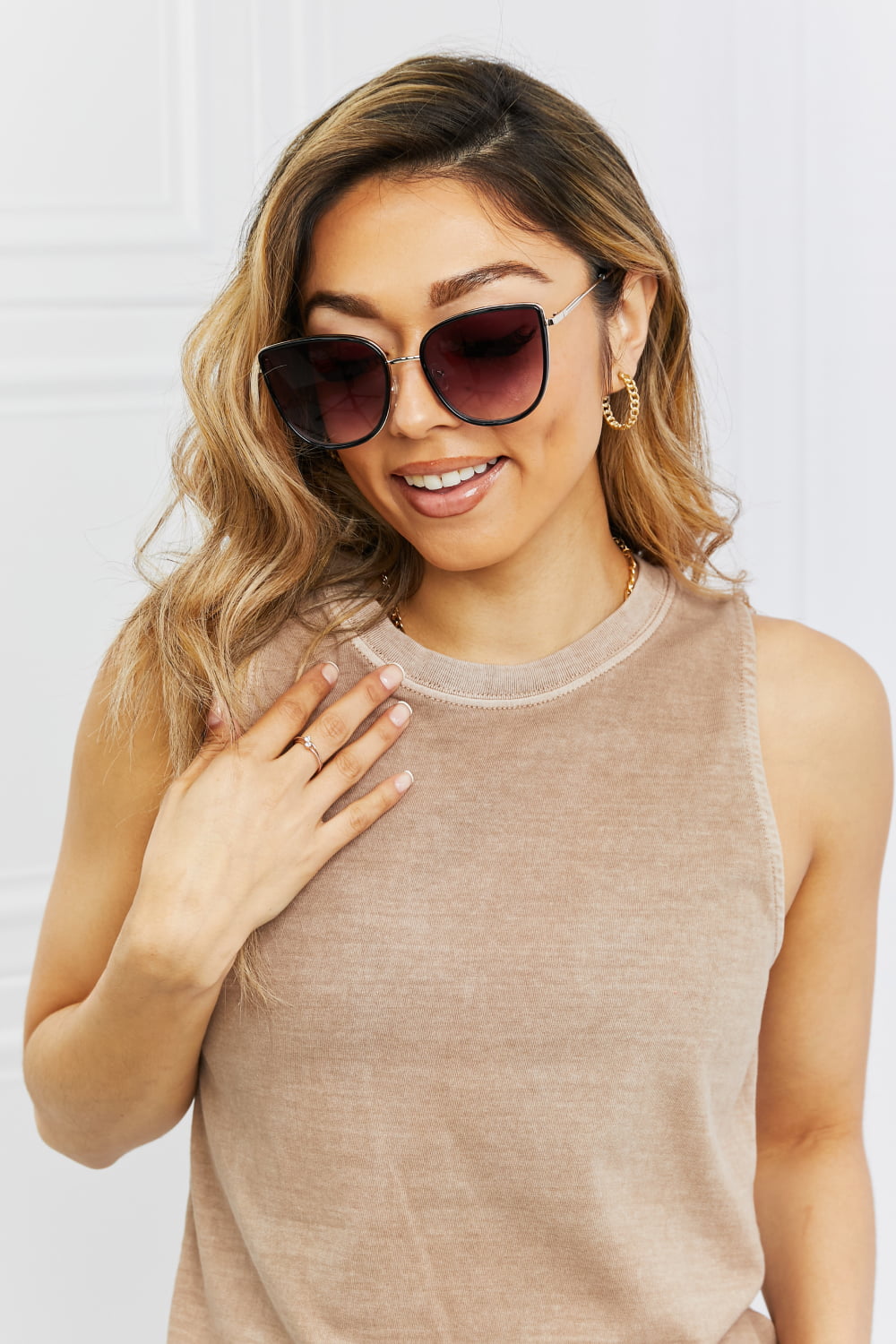 Serenity Full Rim Metal-Plastic Hybrid Frame Sunglasses.