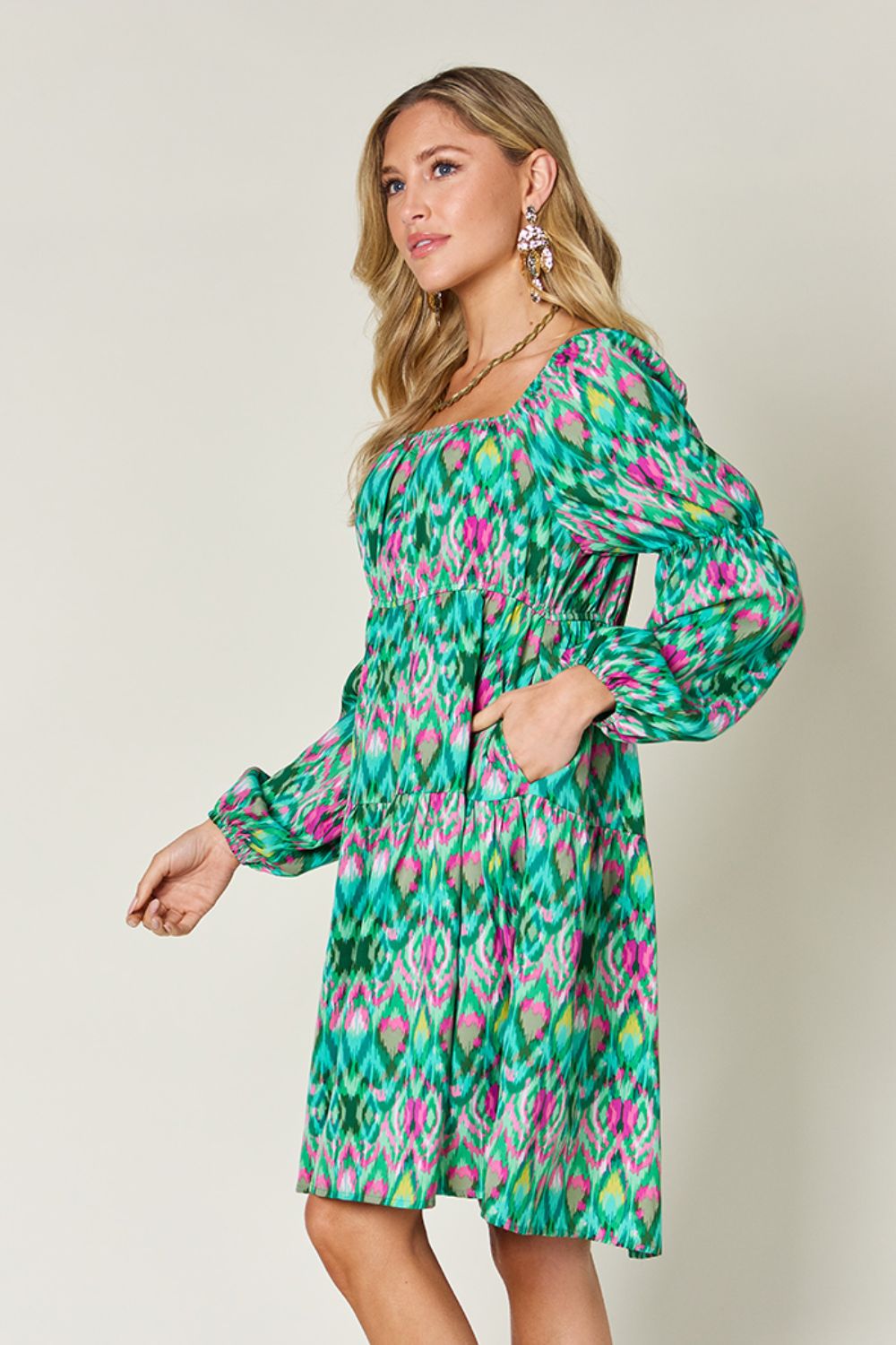 Printed Long Sleeve Dress.