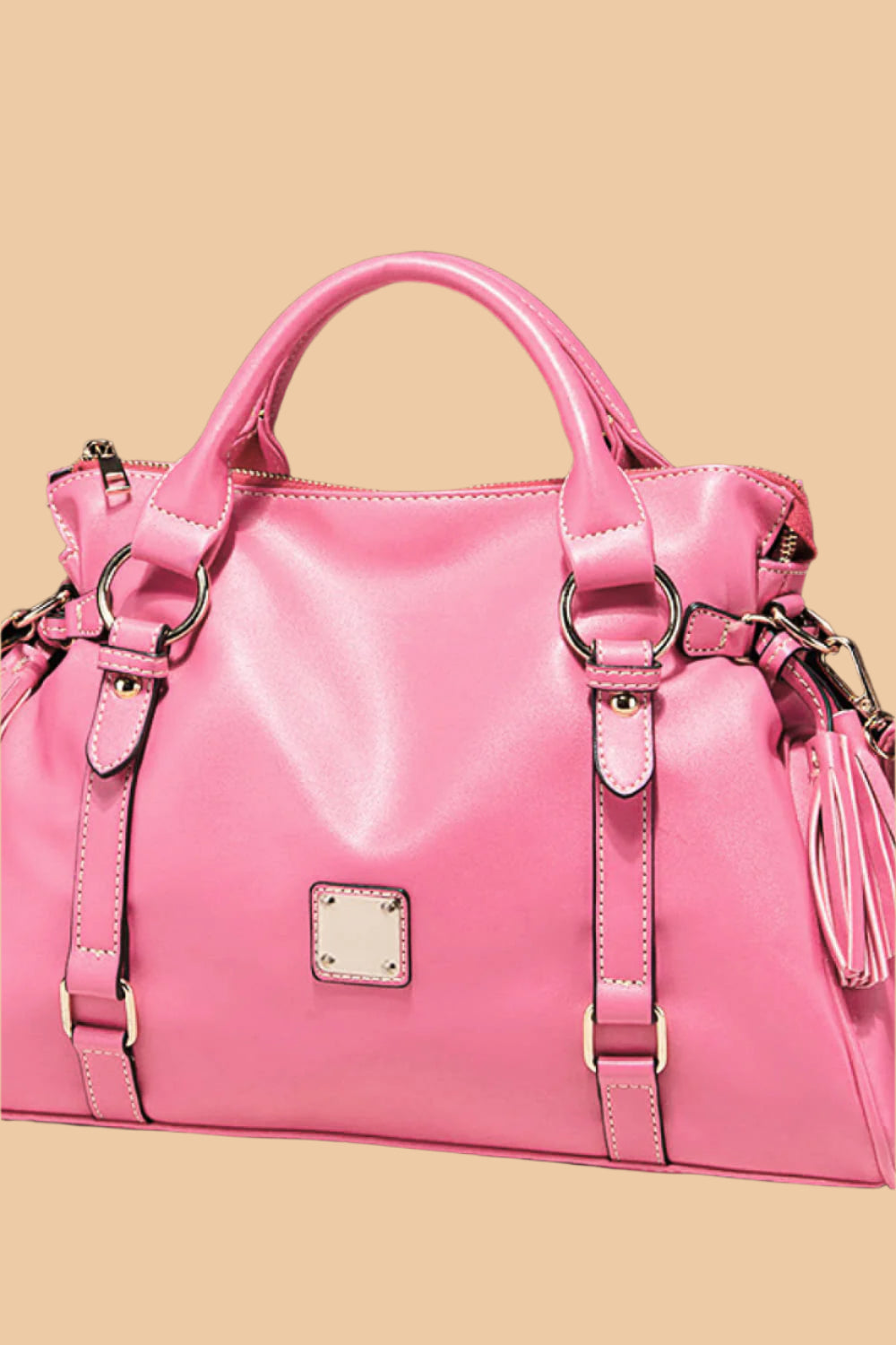Leather Handbag with Tassels.