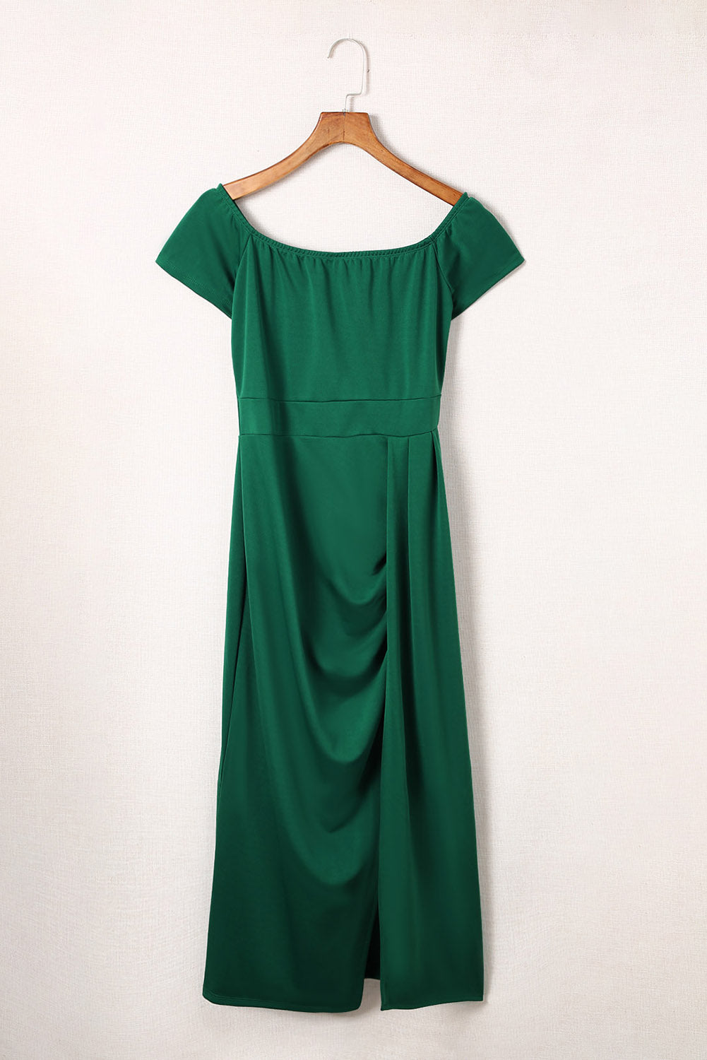 Slit Short-Sleeve Wrap Dress