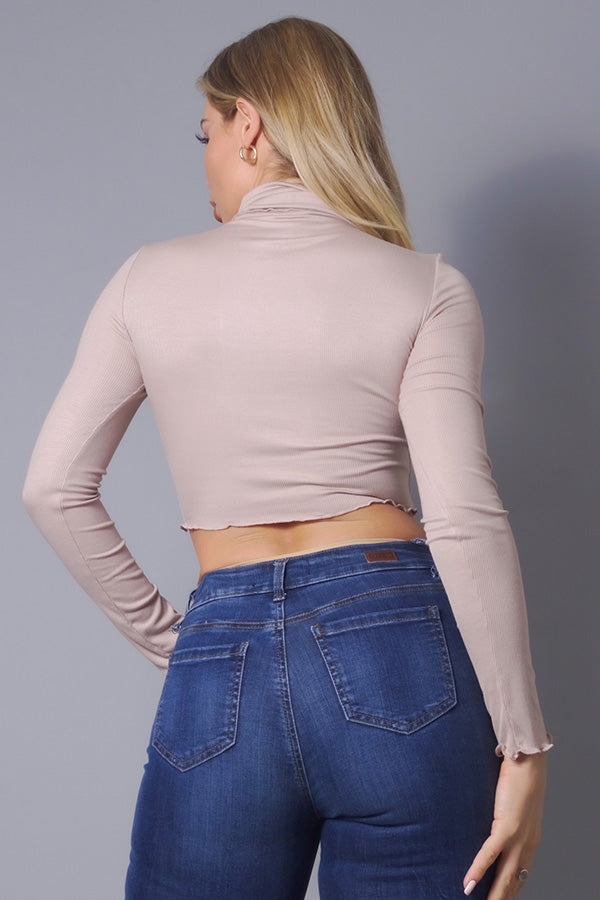 Long-Sleeve Purl Edge Layer Top