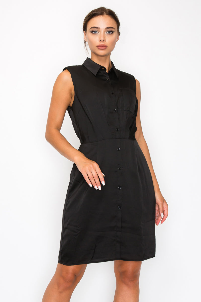 Button-Down Pleated Shirt Dress